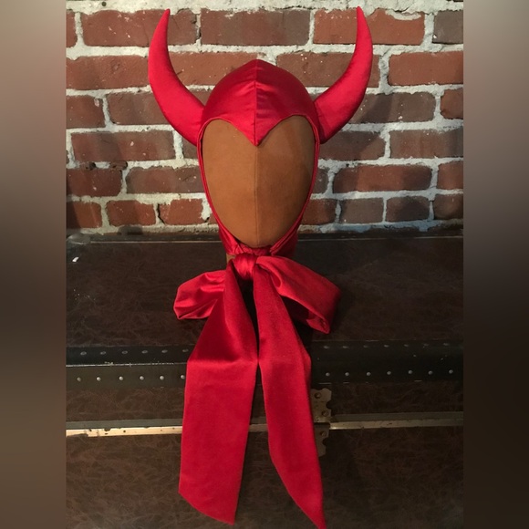 Devil Hood | Red Devil Hood | Vintage Devil Hood | Devil Bonnet - Picture 3 of 3